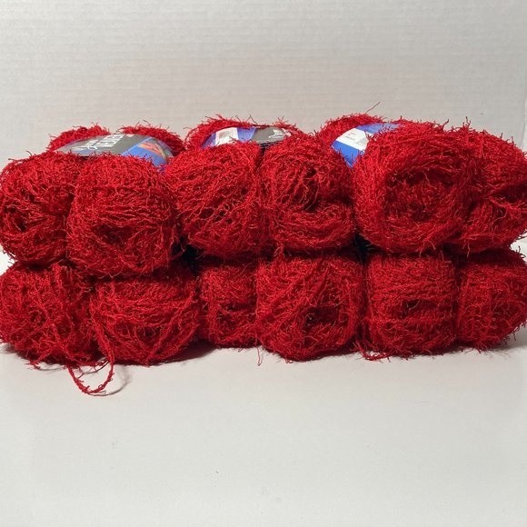 12 Skeins Cherry Red Scrubby Yarn